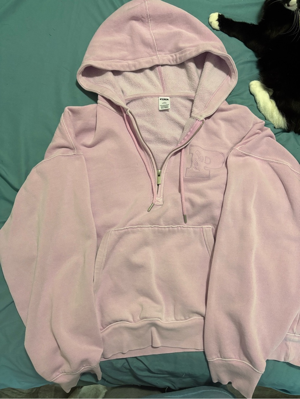 PINK Light Pink Half-Zip Hoodie Pullover